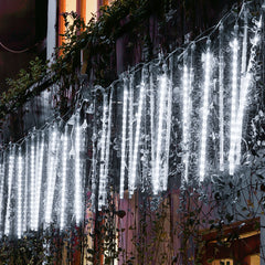 Hengda 360 LED Eiszapfen Lichterkette Eisregen Meteorschauer Außenbereich Lichterregen