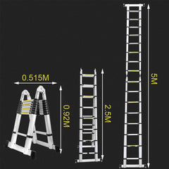 5m-aluminium-ausziehbare-leiter-doppelseite-2.5m+2.5m-teleskopleiter-klappleiter