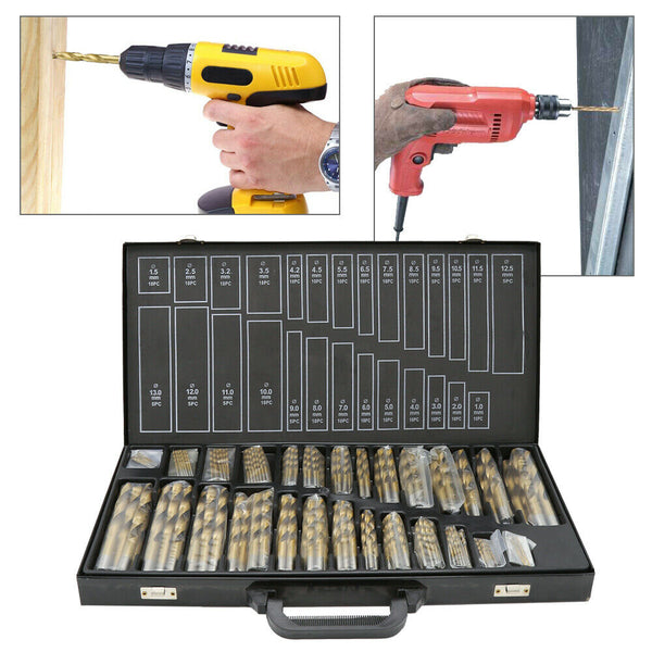 Yakimz 230-teiliges Metallbohrer-Set 1-13 Mm – Titanbeschichtet, HSS, Mit Koffer