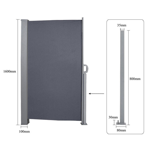 hengda markise Online Shop Hengda Seitenmarkise 160x300cm Grau Sonnenschutz Sichtschutz –  Hengda Online Shop