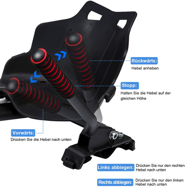 Hengda Hoverboard Sitz, Hoverboard Kart Aufsatz, Selbstausgleichender Roller Kompatibel von 6,5"bis 10" Größenverstellbar für Kinder und Erwachsene