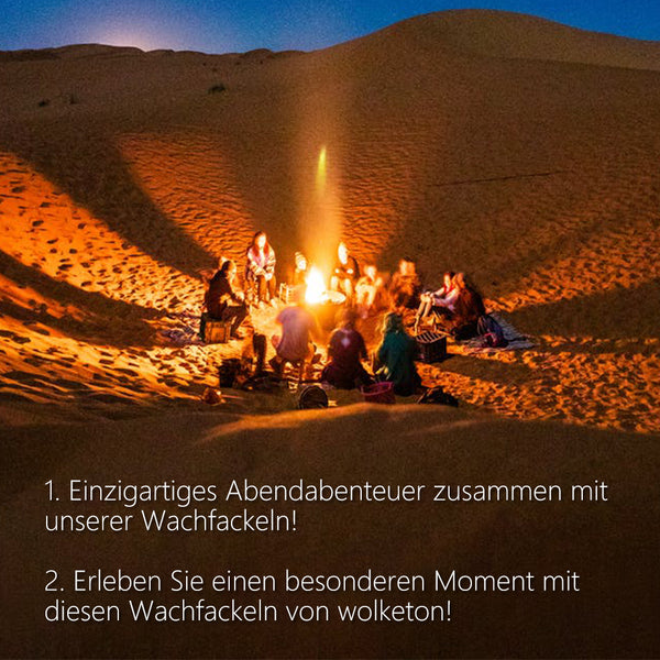 Yakimz Wachsfackeln 50 Stück | Brenndauer 100 Min. | Extra Langer Griff & Handschutz | Für Lagerfeuer & Nachtwanderung