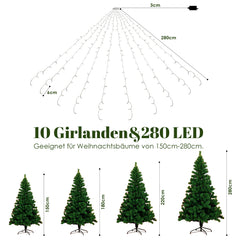 Hengda 200/280 LED Lichterkette Dekobeleuchtung Weihnachtsbaum Weihnachten Tannenbaum