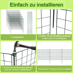 Hengda Teichzaun Gartenzaun Steckzaun, Zaunelemente metall Gitterzaun Set ür den Garten, Freigehege