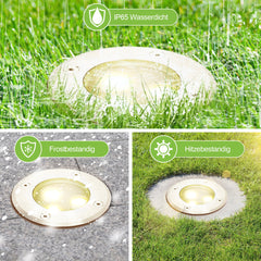 Hengda Bodeneinbaustrahler Aussen  Warmweiß Runde Bodenstrahler, 3W IP67 WasserdichtBodenleuchte aus Edelstahl für [Energieklasse G]