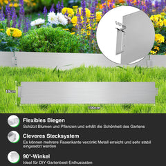 Hengda Rasenkante Beeteinfassung, Verzinkt Metall Beetumrandung 100x15cm/18cm Mähkante Palisade Gartenbeet