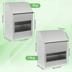 Hengda Hühnerfutterautomat, Futterspender Hühner, 4.5/11.5kg, mit Deckel & Wandhalterung