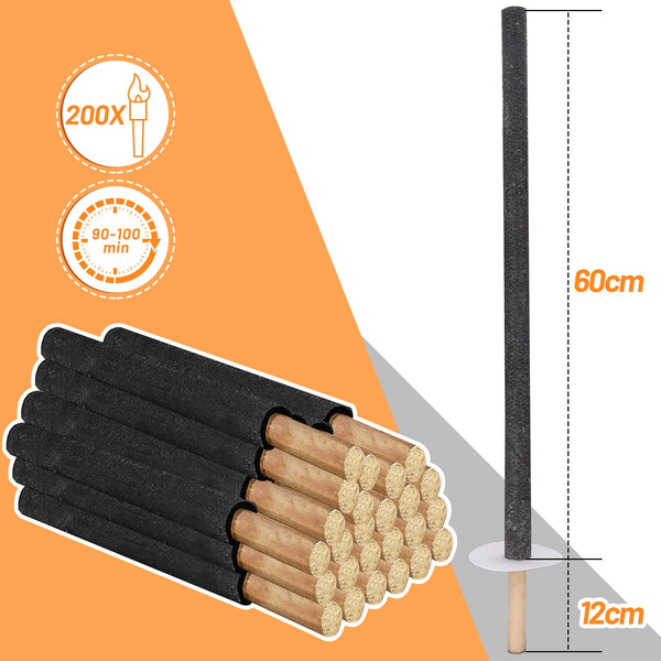 Hengda Wachsfackeln mit Handschutz, 90-100 min Brenndauer Wachs-Fackeln mit Langem Griff, Outdoor Fackeln für Wanderung & Party & Garten