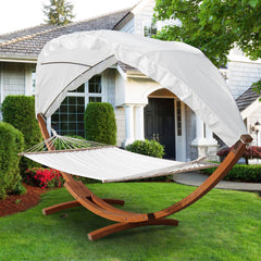 Hengda Hängematten mit Gestell Outdoor Holz Hängematte mit Dach Hängemattengestell 200×150cm, Hängesessel 2 Personen Belastbarkeit 200kg