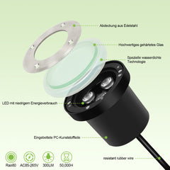 Hengda Bodeneinbaustrahler Aussen  Warmweiß Runde Bodenstrahler, 3W IP67 WasserdichtBodenleuchte aus Edelstahl für [Energieklasse G]