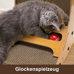 Hengda Katzen Kratzbrett L förmig Kratzpappe Kratzmatte Eckkratzbrett, 62 cm Hohe Katzenkratzbrett mit Ballspielzeug