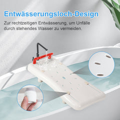 Hengda Badewannensitz Senioren, Badewannenbrett zum Sitzen, Sitzbrett für Badewanne mit Rot Griff, Brett für Wannensitz Plastik, Stuhl für Badezimmer Ältere, Tragkraft 150 kg