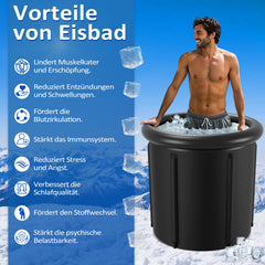 Hengda Eisbaden Tonne mit 5 Isolierschichten, Eisfass Eisbad Outdoor mit Abdeckung, Aufblasbare Eistonne-Set für Zuhause, Freistehend Ice Bath Eiswanne