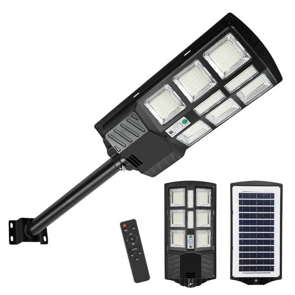 Hengda 300W/400W Straßenlampe Solar Straßenlaternen mit Fernbedienung Strassenlaterne LED Außen Wasserdichtes Solar Flutlichter 6500k Kaltesweiß IP67 Wasserdicht Solarlampen Outdoor Hof Garage [Energieklasse F]