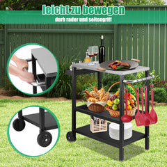 Hengda Grillwagen, Grilltisch Höhenverstellbar, BBQ Arbeitsfläche, auf Rädern