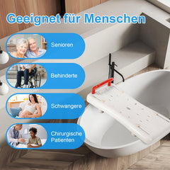Hengda Badewannensitz Senioren, Badewannenbrett zum Sitzen, Sitzbrett für Badewanne mit Rot Griff, Brett für Wannensitz Plastik, Stuhl für Badezimmer Ältere, Tragkraft 150 kg