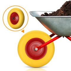 Hengda Schubkarrenrad PU Vollgummi Reifen mit Achse 4.80 4.00-8 Ø 390mm Gummirad, pannensicher, bis 200 kg