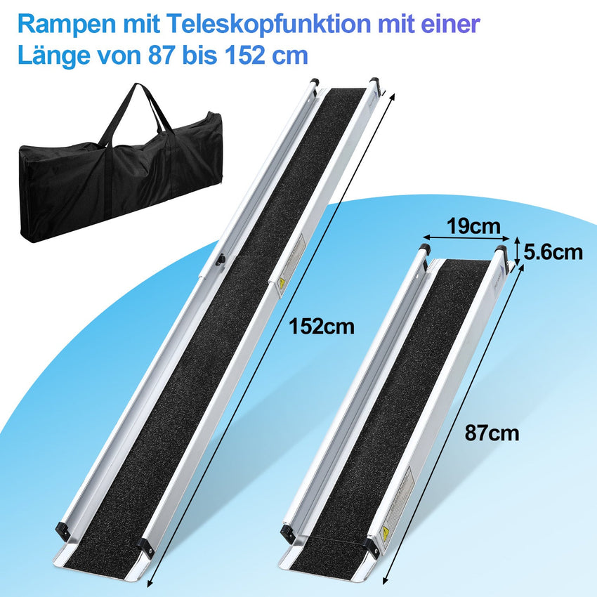 Hengda Rollstuhlrampe, Aluminium Auffahrrampe Rampe Rollstuhl, Teleskoprampe