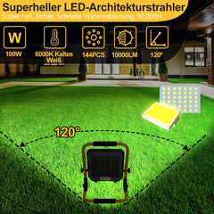 Hengda LED Baustrahler 50W-200W, Arbeitsleuchte IP66 Wasserdicht, LED-Strahler mit 3M Kabel, und Faltbarer Ständer, 6000K Kaltweiß Fluter für Werkstatt  (mit Stecker)