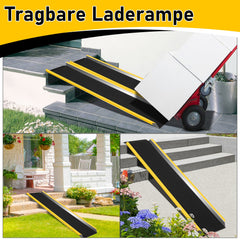 Hengda 2 Stück Auffahrrampe, 118cm Alu Rollstuhlrampe, Laderampe Tragfähigkeit 300kg