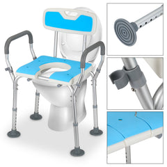 Hengda 3 in 1 Duschhocker & Toilettenstuhl für Senioren, 36-52cm Höhenverstellbar Toilettensicherheits,Rahmen erhöhter Toilettensitz Badhocker für Erwachsene