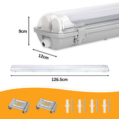 Hengda LED Feuchtraumleuchte 18W/24W, 120cm/150cm Wannenleuchte, Kaltweiß/Neutralweiß, Doppelt T8 LED Werkstattlampe, Röhrenlampe IP65 Wasserfest