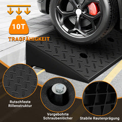 Hengda 2 Stück Auffahrrampe Gummi, Bordsteinrampe, Rollstuhlrampe 49x30x11cm