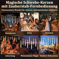 Hengda 12Stk LED Schwebende Kerzen mit Fernbedienung und Timer, LED Zauberstab Kerzen, Halloween Weihnachten Deko