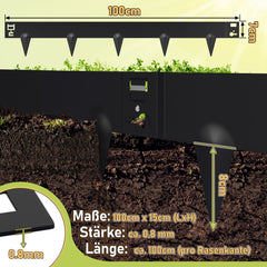 Hengda Rasenkante Metall, Mähkante, Beetumrandungen mit Dornen, Beeteinfassung,15cm/18cm