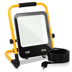Hengda LED Baustrahler 50W-200W, Arbeitsleuchte IP66 Wasserdicht, LED-Strahler mit 3M Kabel, und Faltbarer Ständer, 6000K Kaltweiß Fluter für Werkstatt  (mit Stecker)