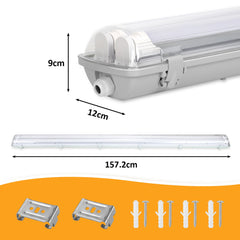 Hengda LED Feuchtraumleuchte 18W/24W, 120cm/150cm Wannenleuchte, Kaltweiß/Neutralweiß, Doppelt T8 LED Werkstattlampe, Röhrenlampe IP65 Wasserfest