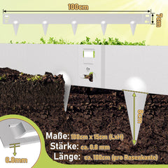 Hengda Rasenkante Metall, Mähkante, Beetumrandungen mit Dornen, Beeteinfassung,15cm/18cm