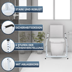 Hengda Mobile Toiletten Aufstehhilfe, Toilettengestell mit Ablagekorb, Höhenverstellbar WC Stützgestell, Toilettenstützgestell für Senioren, Deaktiviert, Schwangere