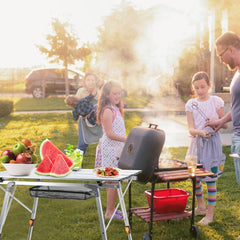 Hengda Campingtisch Klapptisch Höhenverstellbar, Campingtisch Klappbar, Camping Tisch mit Aufrollbarer Tischplatte und Tragetasche, Aluminiumrahmen
