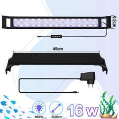 Hengda LED Aquarium Beleuchtung, 16W/20W/25W, Aquariumbeleuchtung Weiß Blau, Aquarium Lampe mit Verstellbarer Halterung, für 90cm-120cm Süßwasser-Aquarien