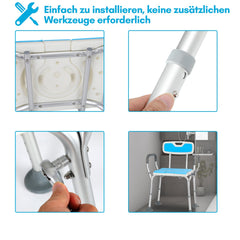Hengda 3 in 1 Duschhocker & Toilettenstuhl für Senioren, 36-52cm Höhenverstellbar Toilettensicherheits,Rahmen erhöhter Toilettensitz Badhocker für Erwachsene