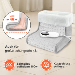 Hengda Fußwärmer, Waschbarem, mit 10 Temperaturstufen, 45/90/120 Minuten Timer, Elektrische Fußheizung geeignet bis Schuhgröße 46