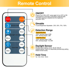 Hengda 18W LED Deckenleuchte mit Bewegungsmelder, Deckenlampe mit Fernbedienung Neutral weiß, IP44 Wasserdicht