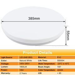 Hengda 18W LED Deckenleuchte mit Bewegungsmelder, Deckenlampe mit Fernbedienung Neutral weiß, IP44 Wasserdicht