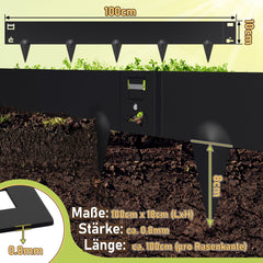 Hengda Rasenkante Metall, Mähkante, Beetumrandungen mit Dornen, Beeteinfassung,15cm/18cm