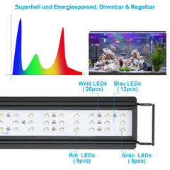 Hengda Aquarium LED Beleuchtung RGB Spectrum, Aquarienbeleuchtung Dimmbare, Aquarium Lampe mit ausziehbarer Halterung, Aquariumleuchte