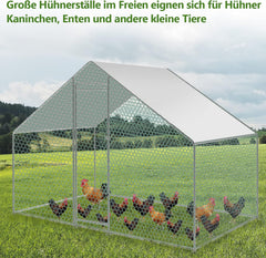 Hengda Hühnerstall Hühnerhaus Dach Geflügelstall Verzinkter Stahlrahmen mit PE 3 x 2 x 2 m