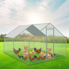 Hengda Hühnerstall Hühnerhaus Dach Geflügelstall Verzinkter Stahlrahmen mit PE 3 x 2 x 2 m