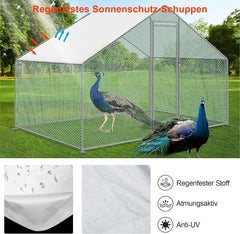 Hengda Hühnerstall Hühnerhaus Dach Geflügelstall Verzinkter Stahlrahmen mit PE 3 x 2 x 2 m