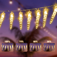 hengda Solar Eiszapfen Lichterkette mit Fernbedienung 10m