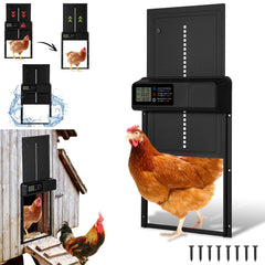 Hengda Automatische Hühnerklappe, Hühnertür Automatischer Türöffner, Elektrische Hühnerklappe, mit Wasserdicht Großes Display, Timer