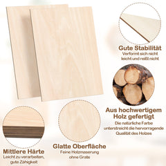 Hengda Sperrholzplatte, Sperrholz, A3/A4, 3mm, Linde holzplatte, für Modellbau, Laserschnit