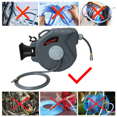 Hengda Schlauchaufroller Automatik Trommel Wasserschlauch Druckluftschlauch 10/20/30m Druckluftschlauch Aufroller Schlauchtrommel Wasser