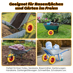 Hengda Schubkarrenrad PU Vollgummi Reifen mit Achse 4.80 4.00-8 Ø 390mm Gummirad, pannensicher, bis 200 kg