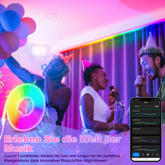 Hengda 2-10M Neon Led Streifen RGBIC LED Strip Flex Schlauch Wasserfest, Diffus, Dimmbar, App-Steuerung